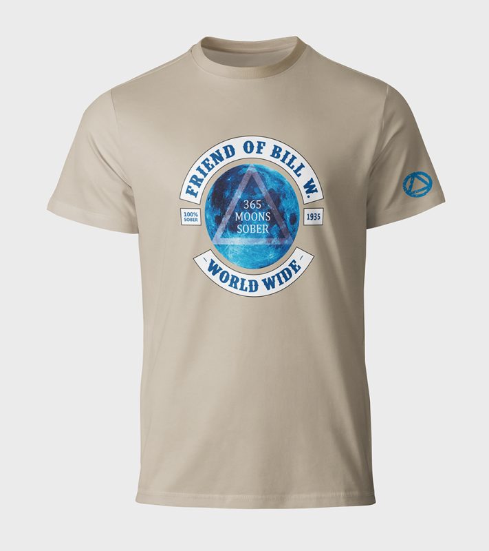 Koszulka bawełniana w Amerykańskim Stylu - 365 Moons Sober - Friend of Bill W. - World Wide