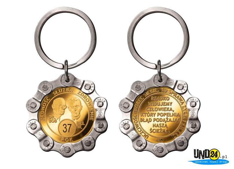Designerski brelok - Medal 37. Rocznica trzeźwości w Amerykańskim Stylu w Łańcuchu